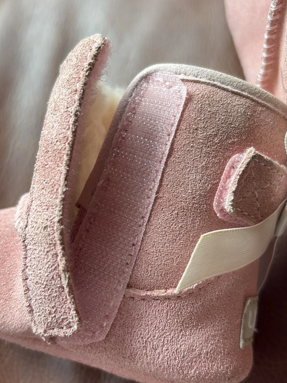 UGG Kids Pink Suede Shearling Booties